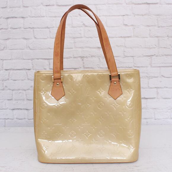 Louis Vuitton Houston Beige Vernis Satchel Shoulder Handbag Purse Tote A4393 - Picture 1 of 12